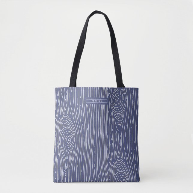 Bolsa Tote de padrão abstrato em grão de madeira b (Frente)