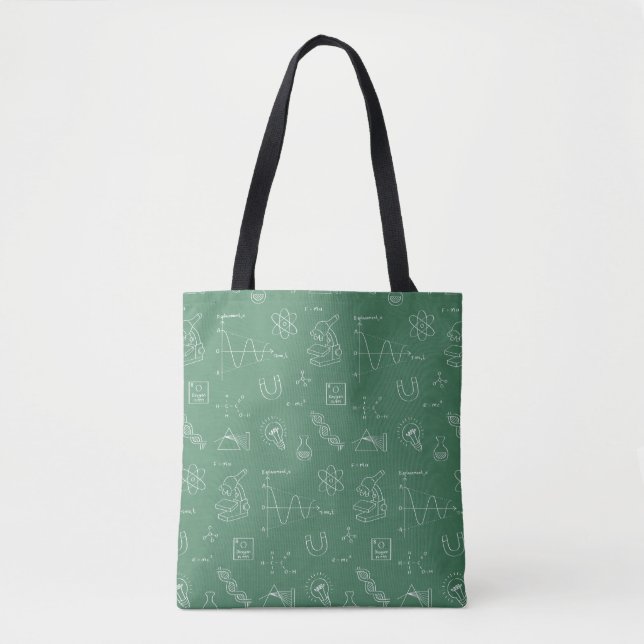 Bolsa Tote de Padrão de Doodles de Ciência Geek (Frente)