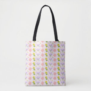 Bolsa Tote de Padrão de Flores Silvestres em Paste
