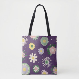 Bolsa Tote de Padrão Floral Caprichoso Roxo
