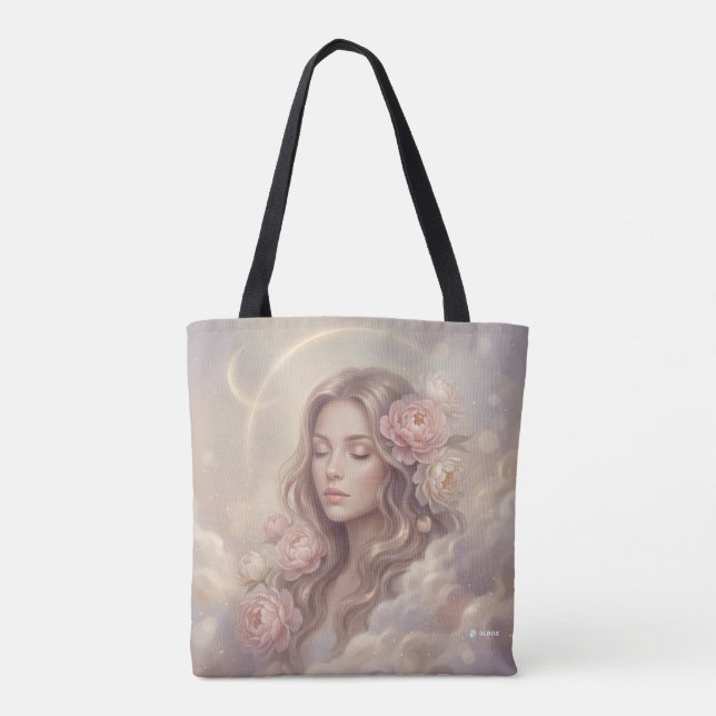 Bolsa Tote de Padrão Floral Elegante (Verso)