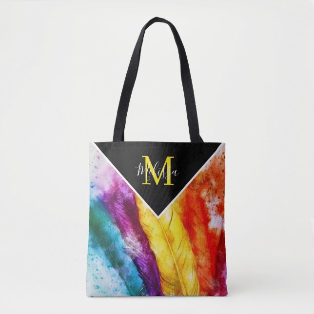 Bolsa tote de penas brilhantes (Frente)