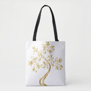 Bolsa Tote de Planta em Ouro Elegante