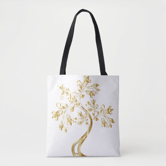 Bolsa Tote de Planta em Ouro Elegante (Frente)