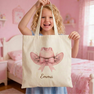 Bolsa Tote de Presente de Chapéu de Cowgirl Rosa p