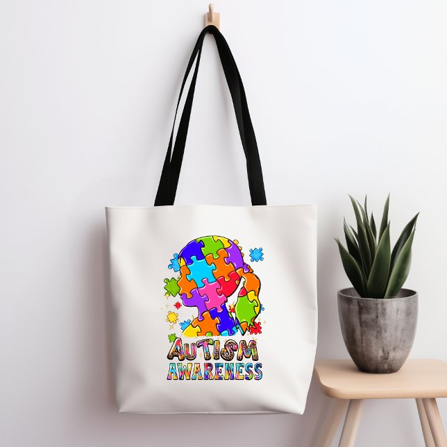 Bolsa Tote de Puzzle da Menina de Conscientização  (Criador carregado)