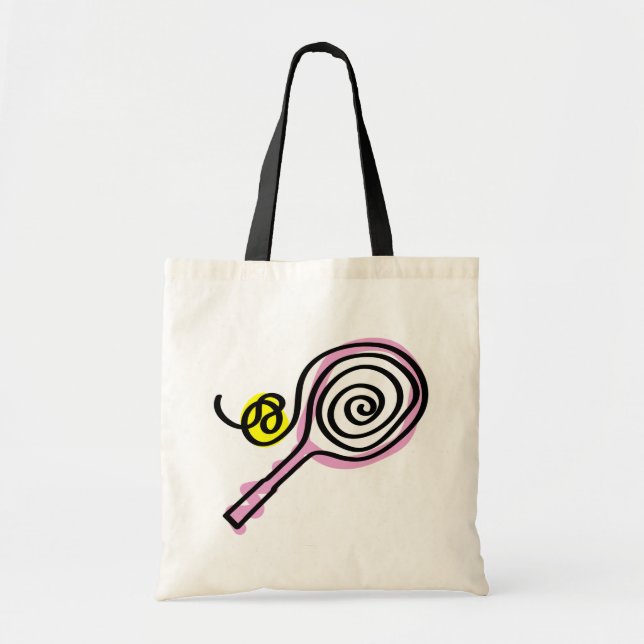 Bolsa tote de raquete de tênis rosa fofa (Frente)