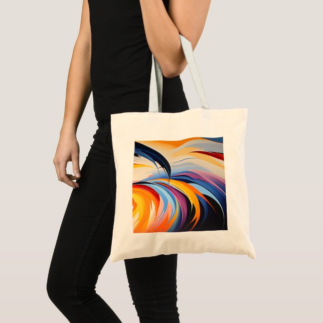 Bolsa Tote de Tela com Arte Abstrata Estilosa (Frente (produto))