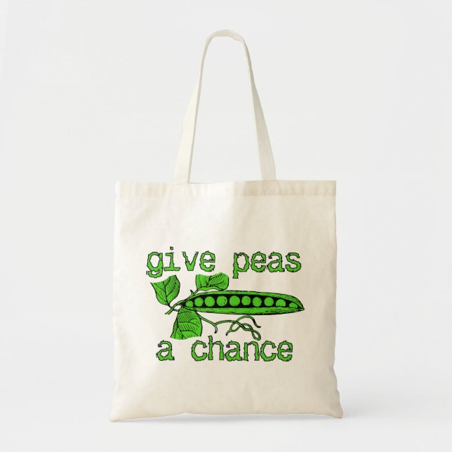 Bolsa Tote Dê Uma Chance às Ervilhas Saco de Paz Divertido To (Frente)
