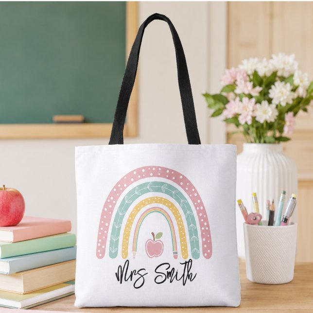 Bolsa Tote de volta à Escola Arco-íris Vida de Professor (back School Rainbow Teacher Life Tote Bag)