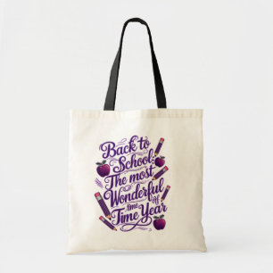 Bolsa Tote De volta à escola em estilo roxo