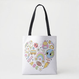 Bolsa Tote De volta à escola Groovy Colorful Heart