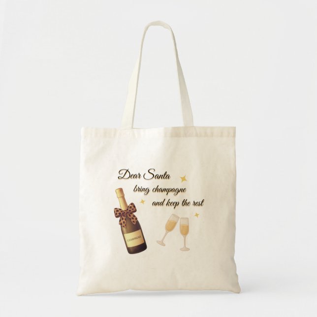 Bolsa Tote Dear Santa Champagne Design (Frente)