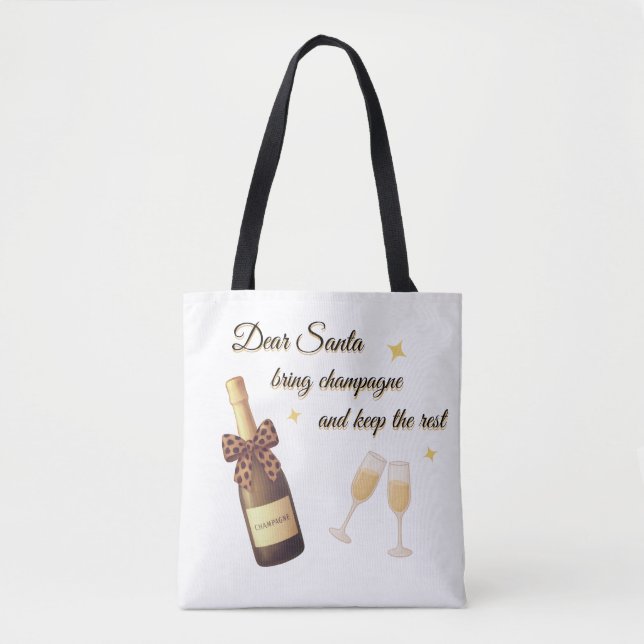 Bolsa Tote Dear Santa Champagne Design (Frente)