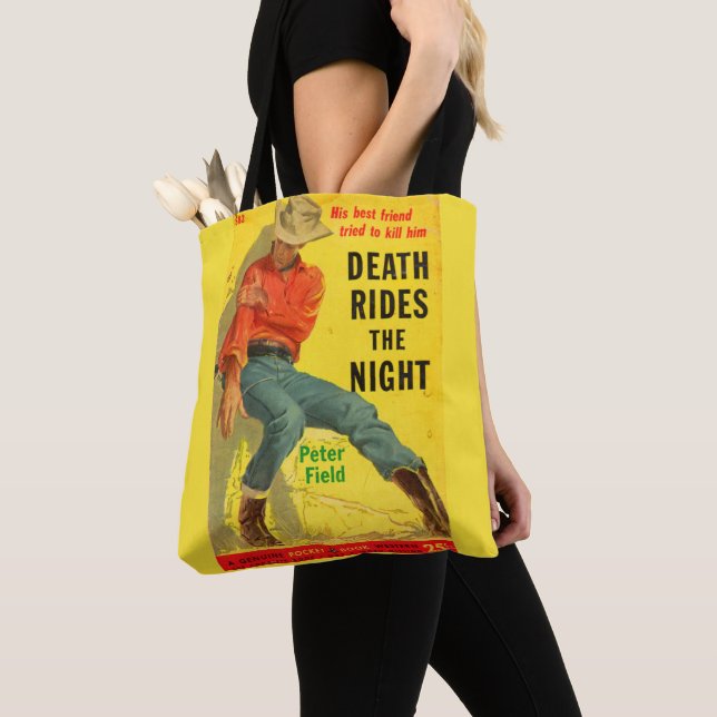 Bolsa Tote Death Rides the Night Western book cobrir (Close Up)