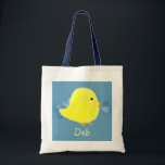 Bolsa Tote Deb Baby Pintinho Comprando / Praia / Gift Bag<br><div class="desc">Chame Deb e um pintinho de bebê fofo em uma bolsa divertida. (Excelente para a caça aos ovos da Páscoa!)</div>