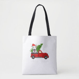 Bolsa Tote Decado de Natal de Touro Terrier Cachorro Cavalgan