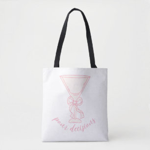 Bolsa Tote Decisões de Bebida Design de Copo de Martíni Fof