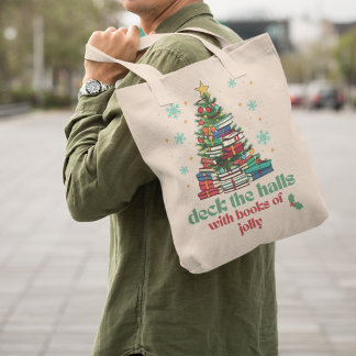 Bolsa Tote Deck The Halls com Livros de Natal Jolly