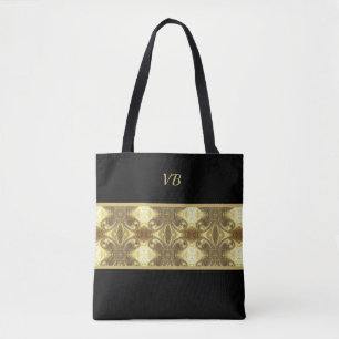 Bolsa Tote Deco de Arte Dourada e Negra