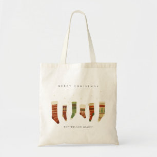 BOLSA TOTE DECOR DE ESTRELAS DE MATERIAL DE NATAL VERDE VERME