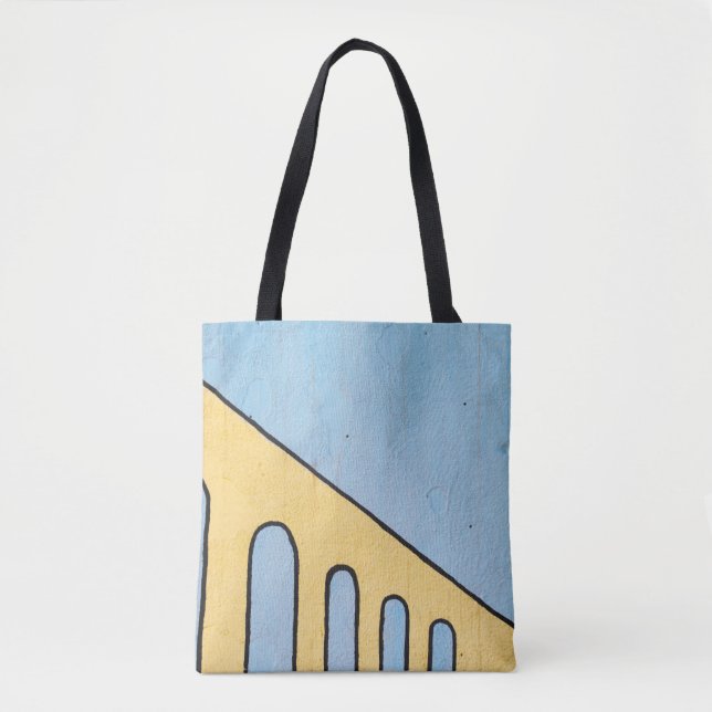 Bolsa Tote Décor de parede amarela e azul (Frente)