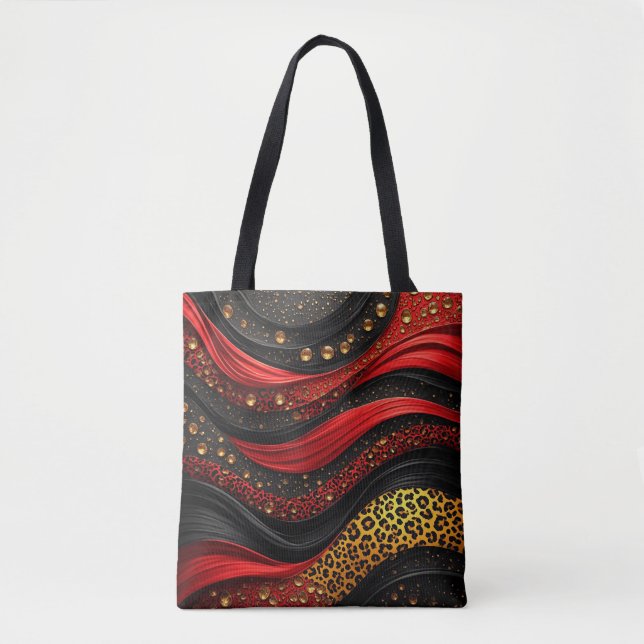 Bolsa Tote Decoração Abstrata Dramática Fluindo Vermelho Pret (Frente)