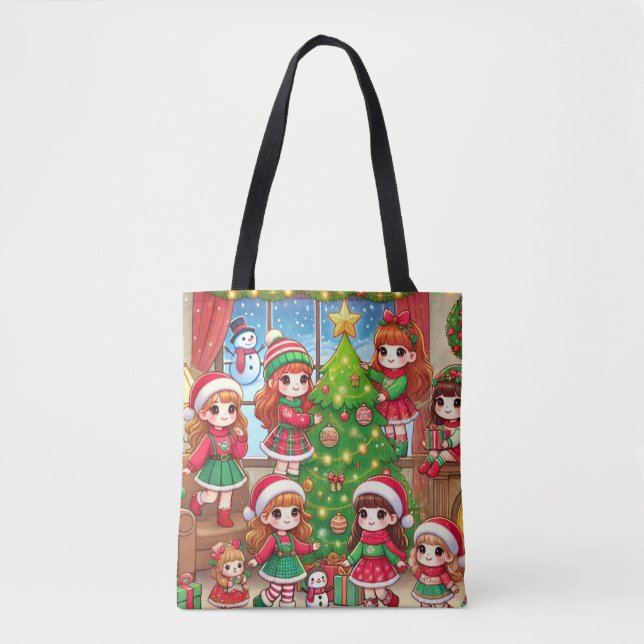 Bolsa Tote Decoração de Árvore de Natal Juntas (Frente)