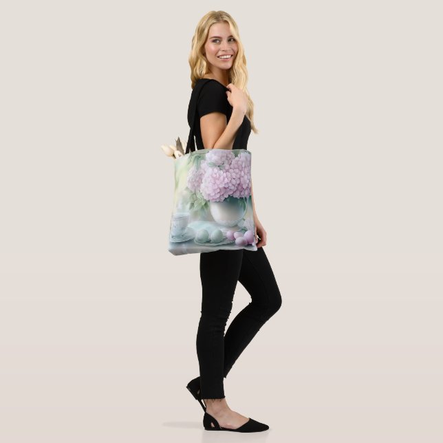 BOLSA TOTE DECORAÇÃO DE MESA DE PÁSCOA ROSA E VERDE PASTEL (No(a) Modelo)
