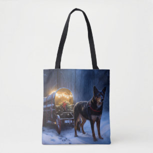 Bolsa Tote Decoração de Natal do australiano Kelpie Snowy Sle