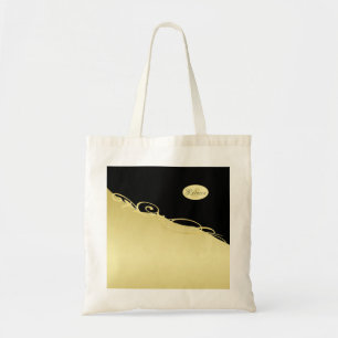 Bolsa Tote Decoração de ouro de luxo em ouro e preto, Monogra