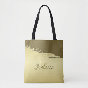 Bolsa Tote Decoração de ouro de luxo em ouro militar
