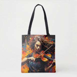 Bolsa Tote Decoração de pintura de música do Violin Player