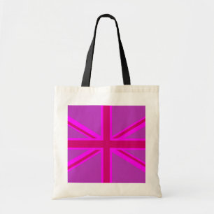 Bolsa Tote Decoração fúcsia de Union Jack do rosa quente