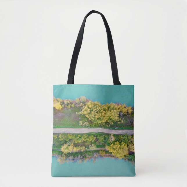 Bolsa Tote Decoração verde, marrom e amarela (Frente)