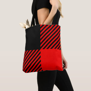 Bolsa Tote Decoração vermelha e preta da verificação do
