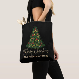 Bolsa Tote Decorated Christmas Tree Illustration