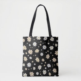 Bolsa Tote Decorativo de Boho com Padrão Floral Retro Daisy