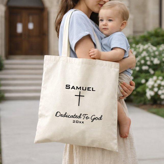 Bolsa Tote Dedicado a Deus Cruz Simples Igreja Neutra (Criador carregado)