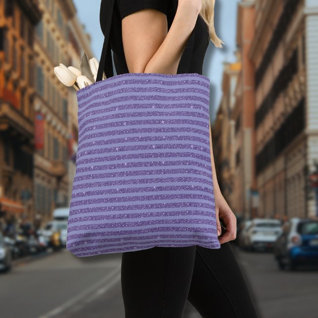 Bolsa Tote Deep Amethyst Glitter Style Horizontal Stripes  (Criador carregado)