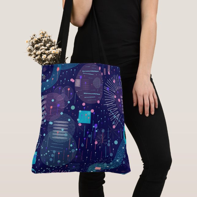 Bolsa Tote Deep Blue Dreams Abstract Art (Close Up)