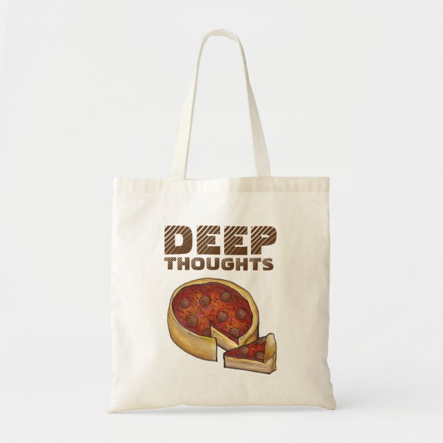Bolsa Tote Deep (Dish) Pensou na Comida da Pizza de Pepperoni (Frente)