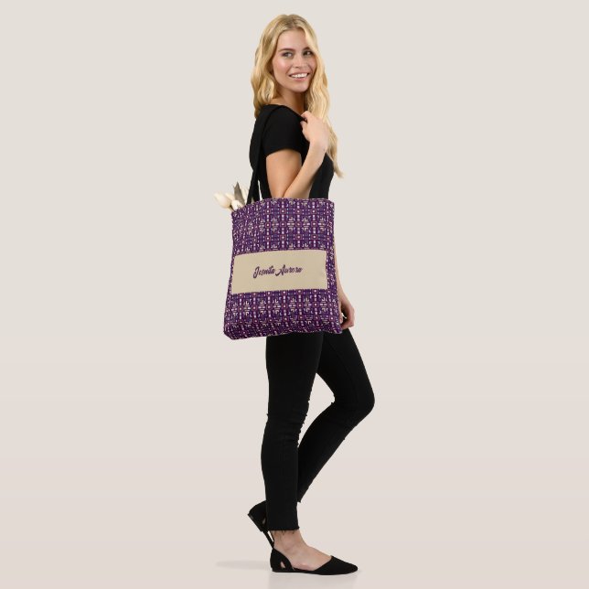 Bolsa Tote Deep Purple e Terroso Abstrato Geométrico (No(a) Modelo)