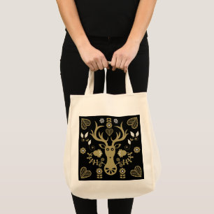 Bolsa Tote Deer de Arte Folclórica Moderna