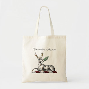 Bolsa Tote Deer Stag com Fern Heraldic Crest Emblem