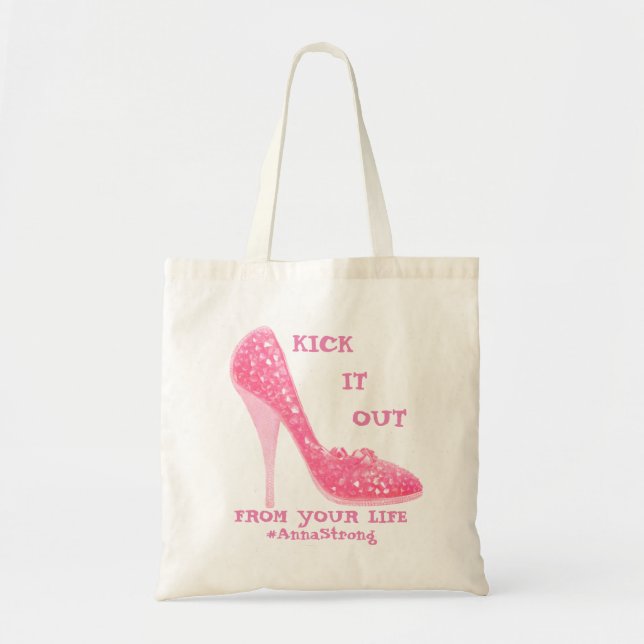 Bolsa Tote Defensor do Cancer de Mama de Ouros Rosa Stiletto (Frente)