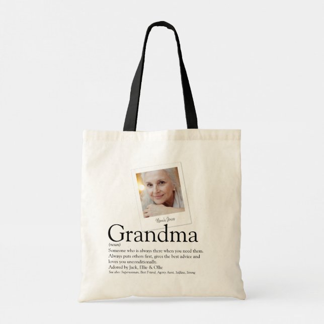 Bolsa Tote Definição de Avó Moderna Foto (Verso)