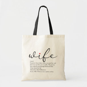 Bolsa Tote Definição de Esposa Chic Script Coração Vermelho d