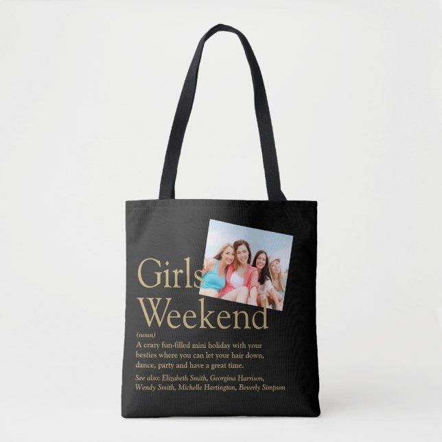 Bolsa Tote Definição de Fim de Semana de Meninas com Foto Per (Frente)