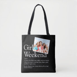 Bolsa Tote Definição de Fim de Semana de Meninas Preto e Bran